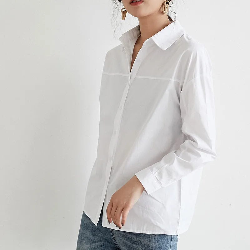 Joskaa 2024 Spring White Women's Shirt Feminine Blouse Top Full Sleeve Casual Loose Female Shirts OL Style Women Blouses blusas mujer