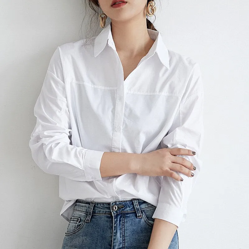 Joskaa 2024 Spring White Women's Shirt Feminine Blouse Top Full Sleeve Casual Loose Female Shirts OL Style Women Blouses blusas mujer