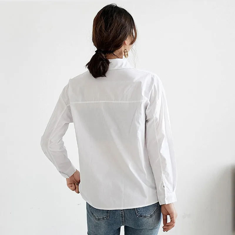 Joskaa 2024 Spring White Women's Shirt Feminine Blouse Top Full Sleeve Casual Loose Female Shirts OL Style Women Blouses blusas mujer