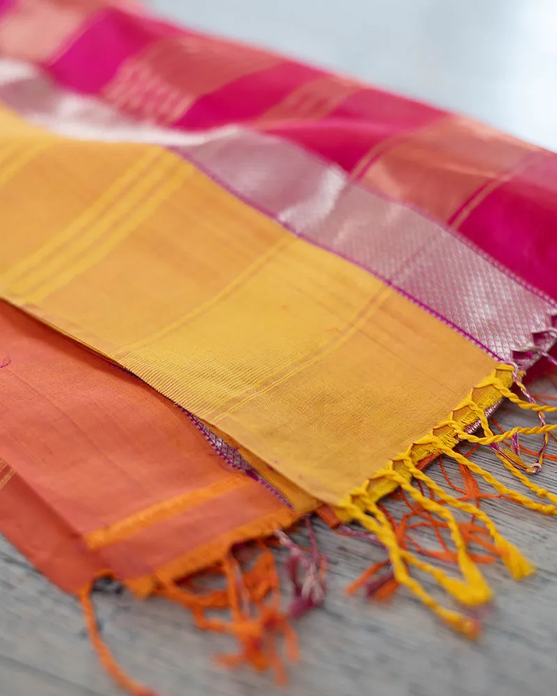 Kamal pink handwoven silk saree