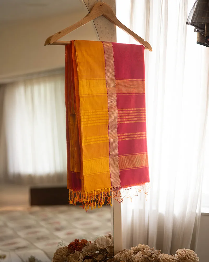 Kamal pink handwoven silk saree