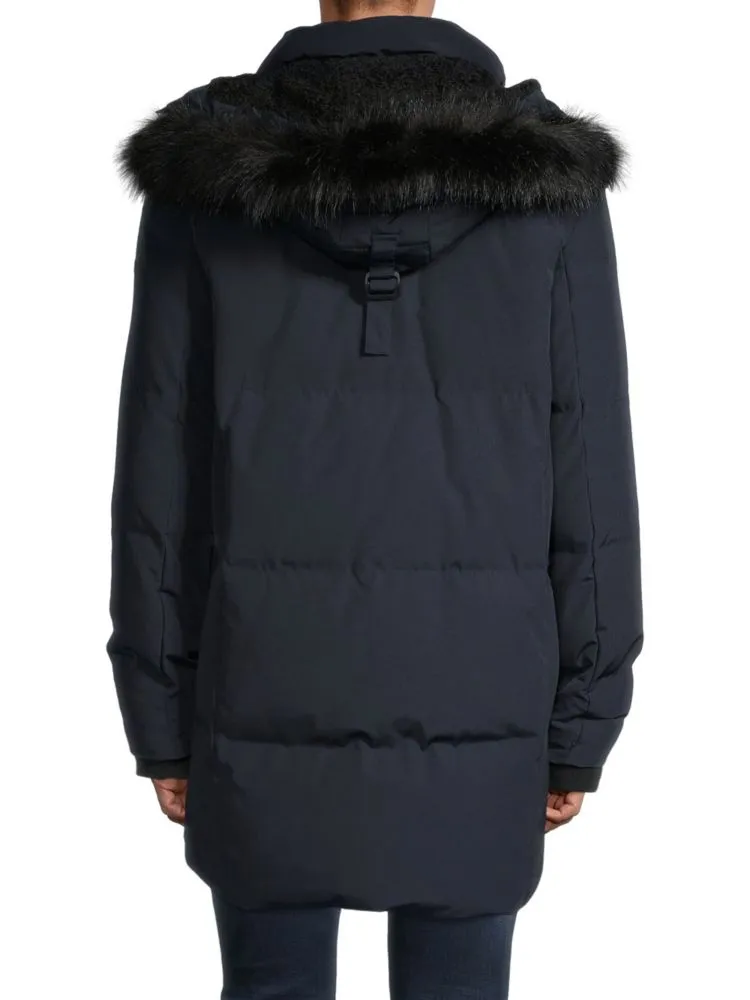 Karl Lagerfeld Paris faux fur lined parka in Olive