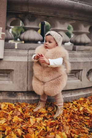 KIDS MI LOVES SIGNATURE Beige Luxurious Fox fur vest