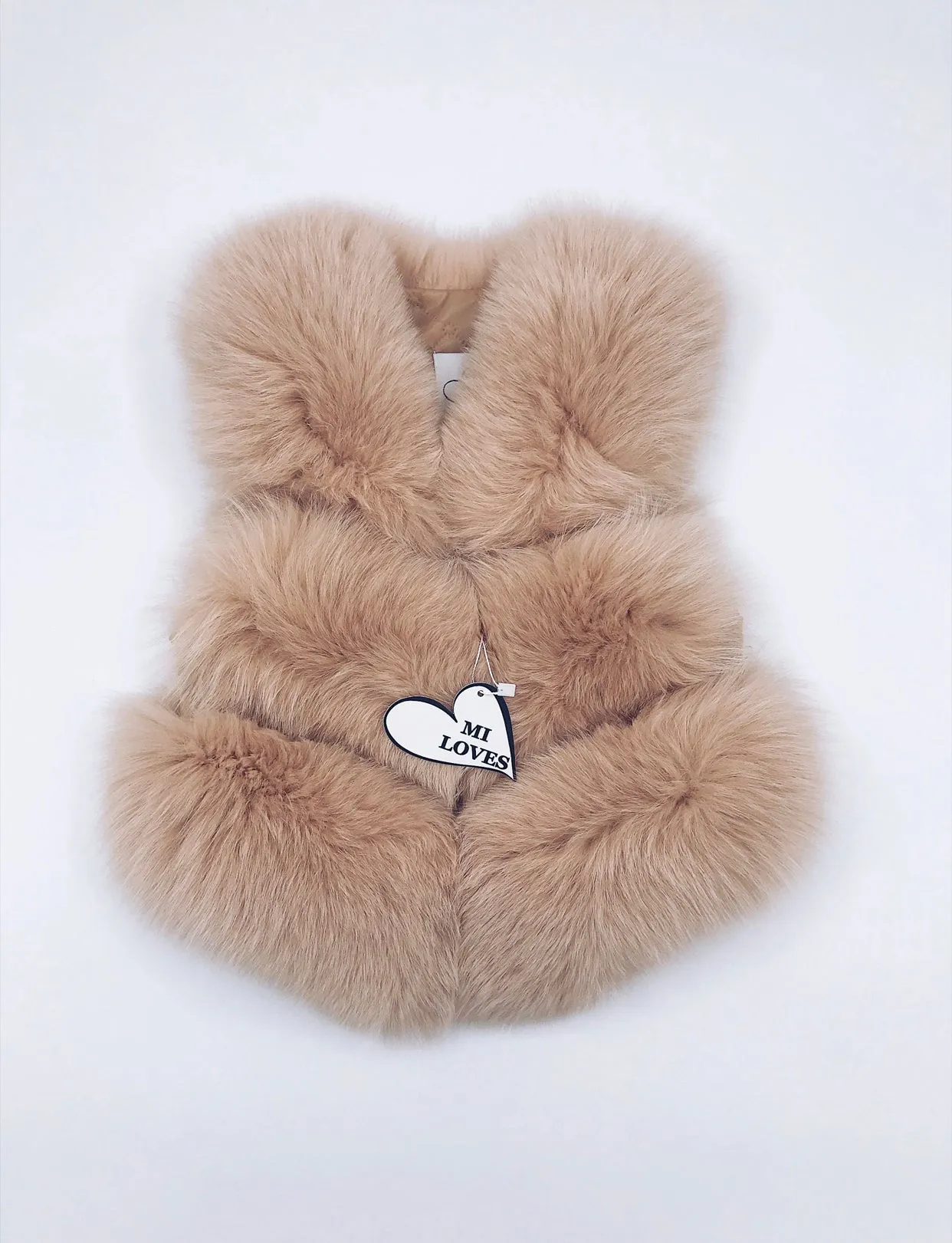 KIDS MI LOVES SIGNATURE Beige Luxurious Fox fur vest