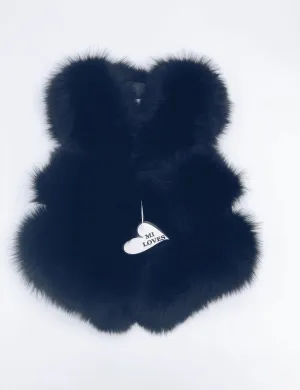KIDS MI LOVES SIGNATURE Black Luxurious Fox fur vest.