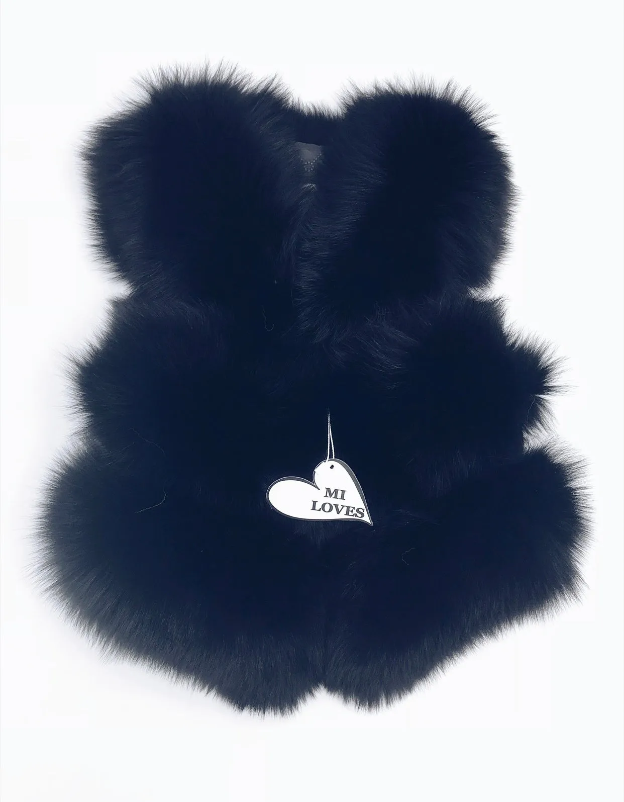 KIDS MI LOVES SIGNATURE Black Luxurious Fox fur vest.