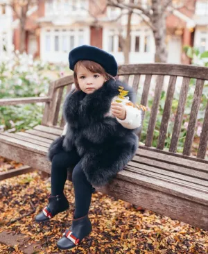 KIDS MI LOVES SIGNATURE Dark grey Luxurious Fox fur vest.