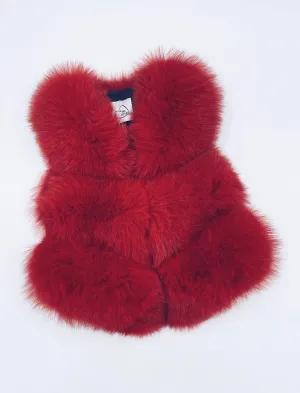 KIDS MI LOVES SIGNATURE Red Luxurious Fox fur vest.