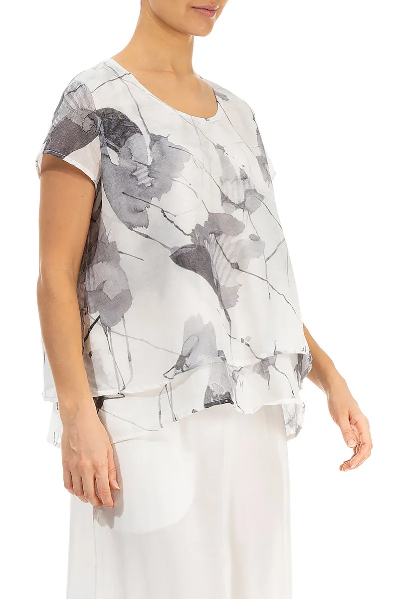 Layered White Mirage Silk Cotton Blouse