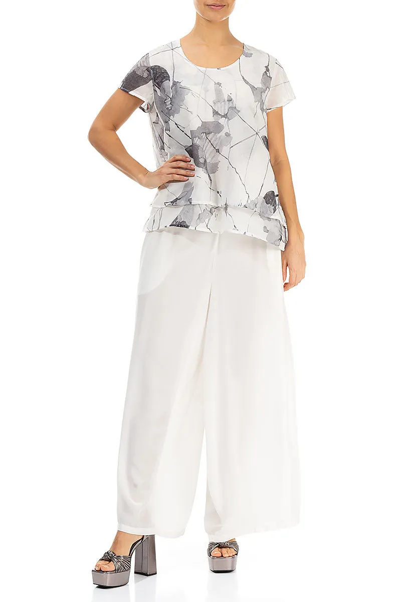 Layered White Mirage Silk Cotton Blouse