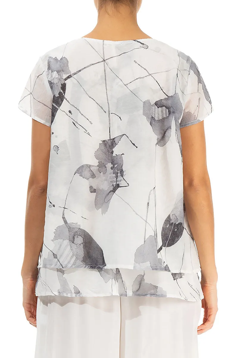 Layered White Mirage Silk Cotton Blouse