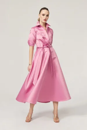 Lily Pink Satin Tea Length Dress