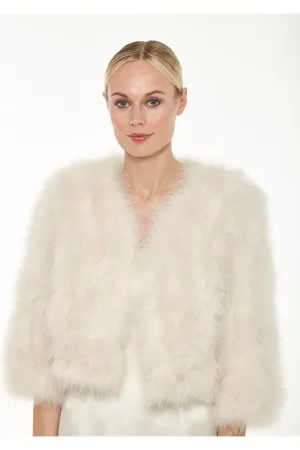 Linda Richards Marabou Feather Bolero Jacket FT-084 | Ivory