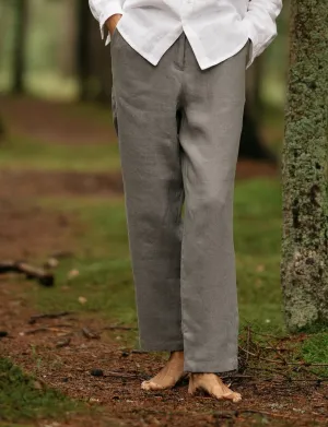 Linen Pleated Pants JULIA In Grey