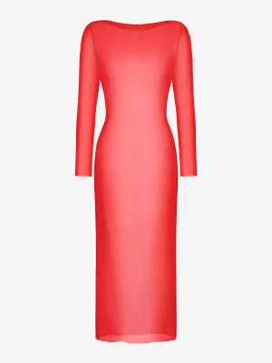 Long Sleeve Sheer Mesh Maxi Cover-Up