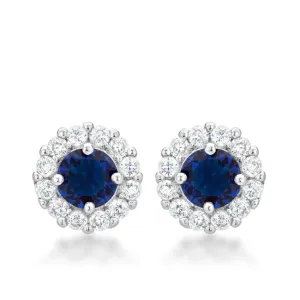 LOVCIA Elegant Blue Bella Bridal Earrings with Platinum Luster