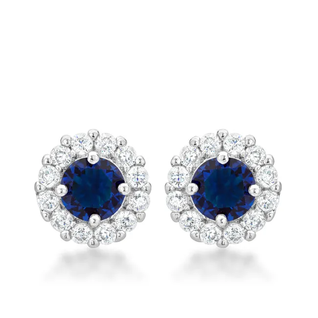 LOVCIA Elegant Blue Bella Bridal Earrings with Platinum Luster
