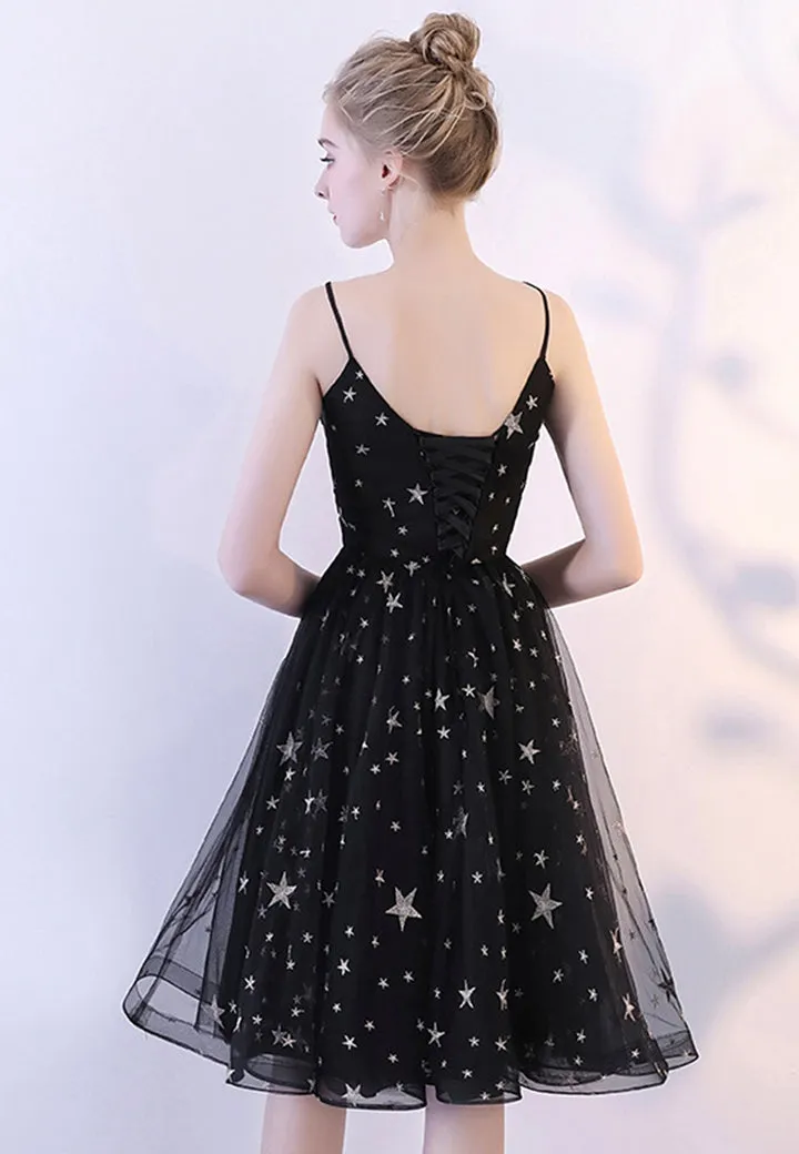 Luolandi Black Tulle Short Prom Dresses A-Line Homecoming Dresses Sexy