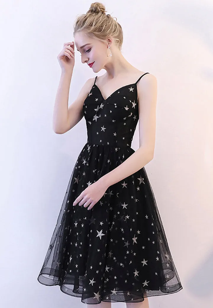 Luolandi Black Tulle Short Prom Dresses A-Line Homecoming Dresses Sexy
