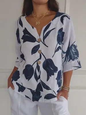 MAXINE™ - FLORAL BUTTON-UP BLOUSE