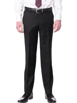 Mens Extra Slim Fit Solid Black Flat Front Wool Dress Pants