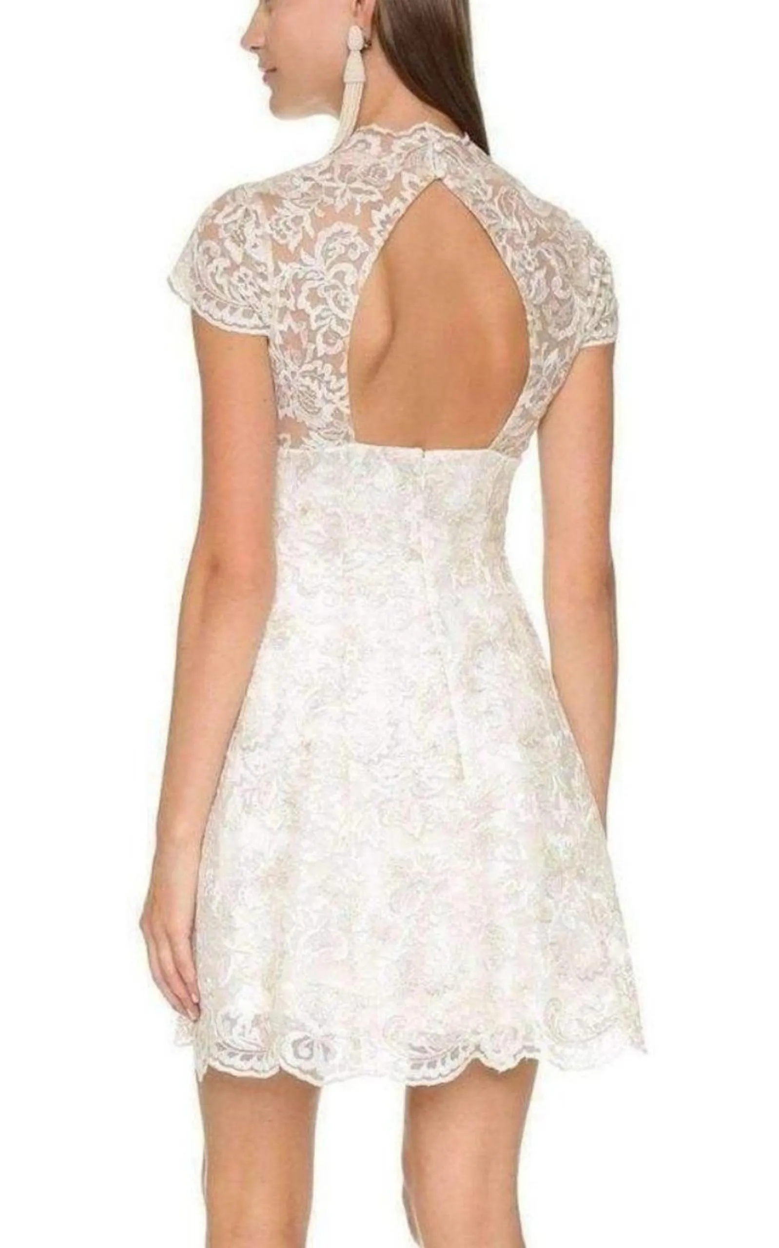 Metallic Lace Cap Sleeve Dress