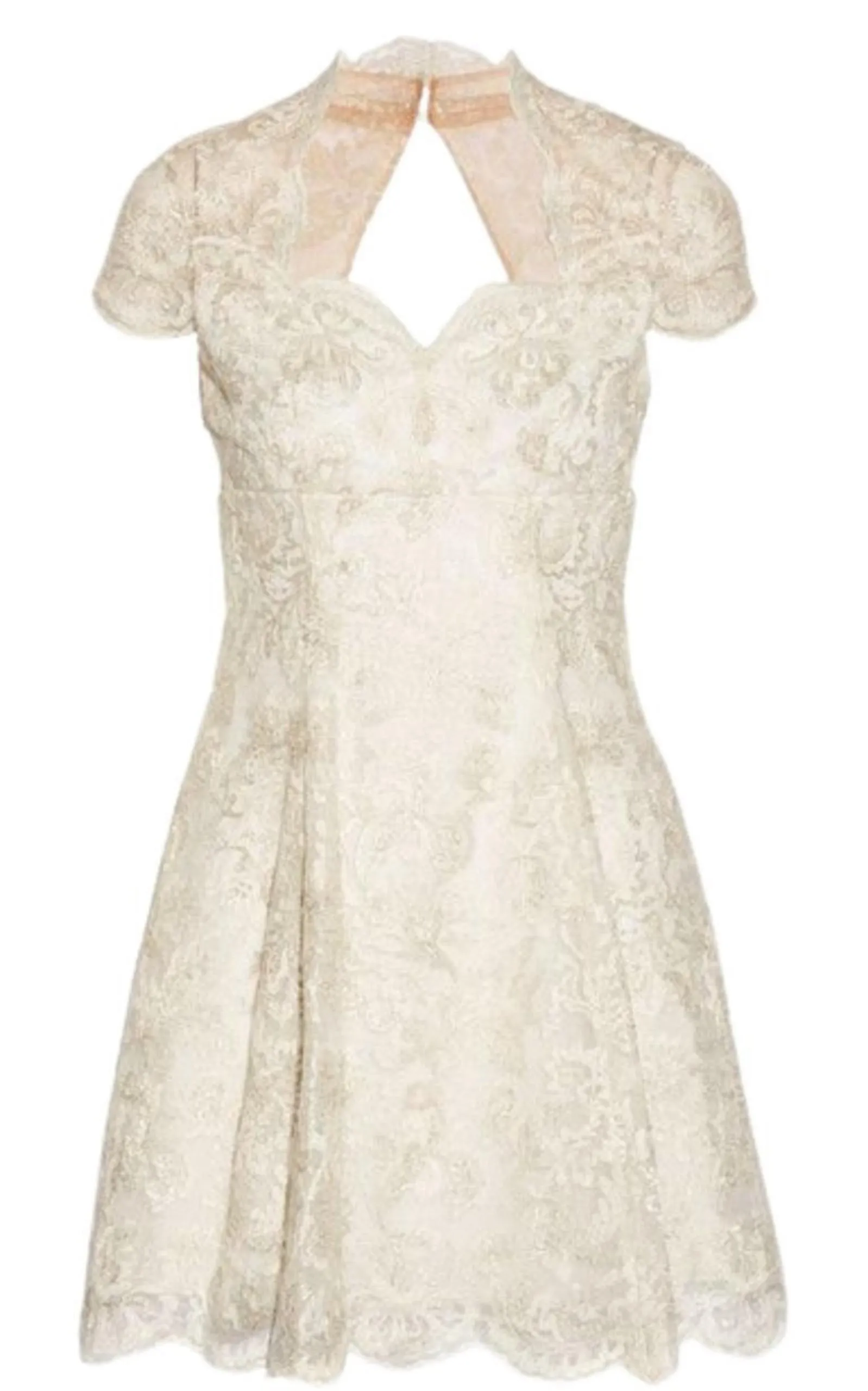 Metallic Lace Cap Sleeve Dress