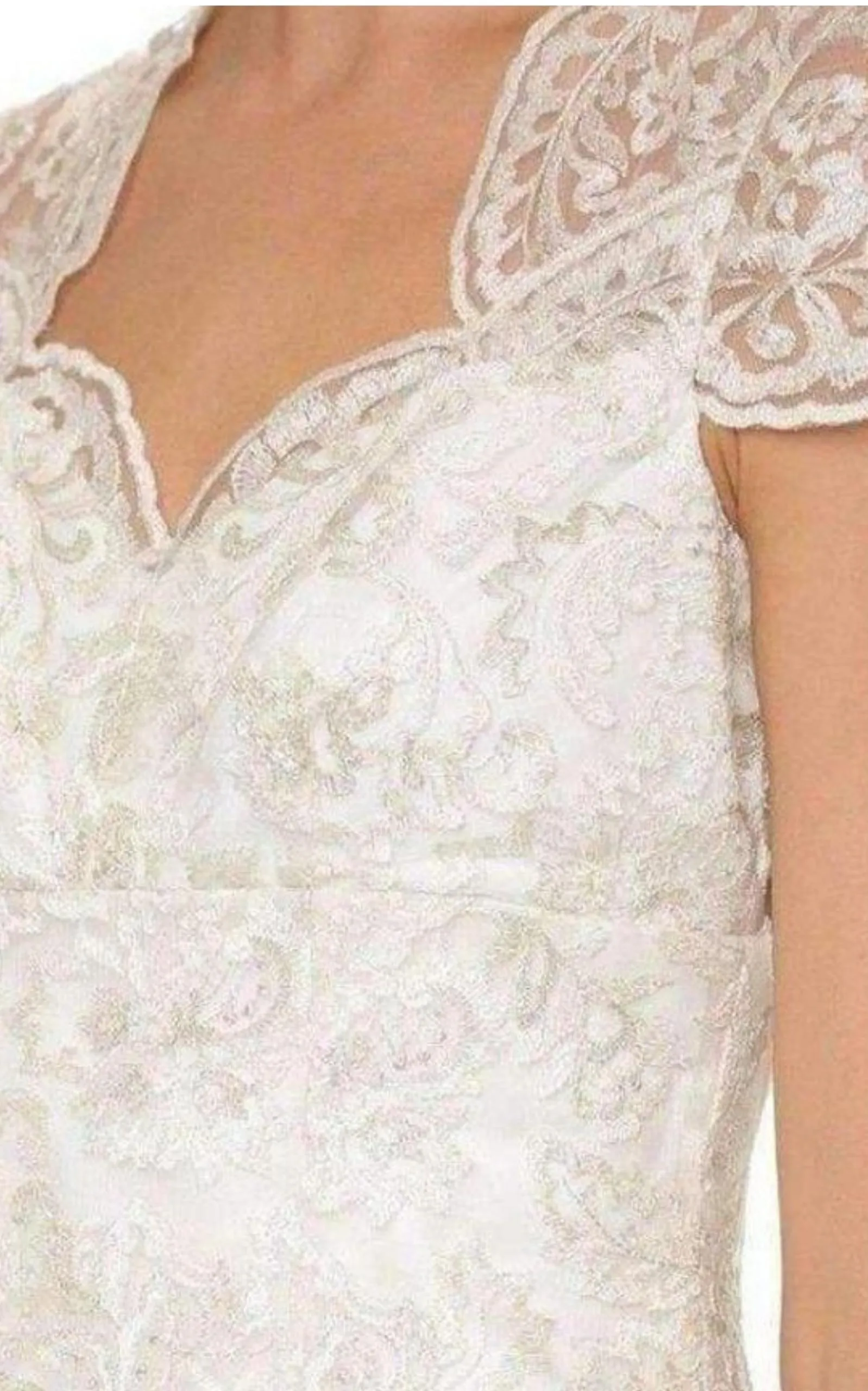 Metallic Lace Cap Sleeve Dress