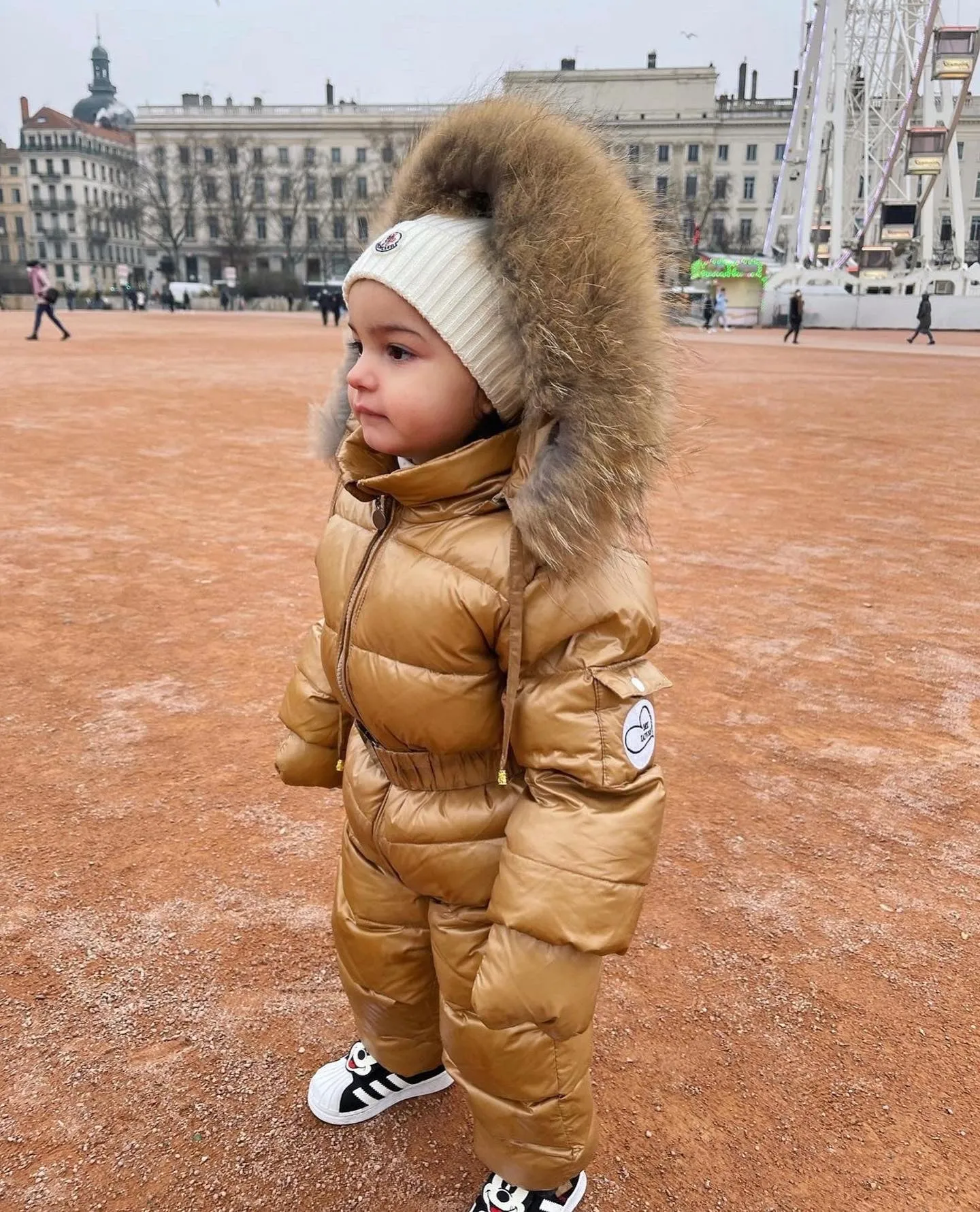 MI LOVES SIGNATURE Luxurious Racoon fur trim Snowsuit