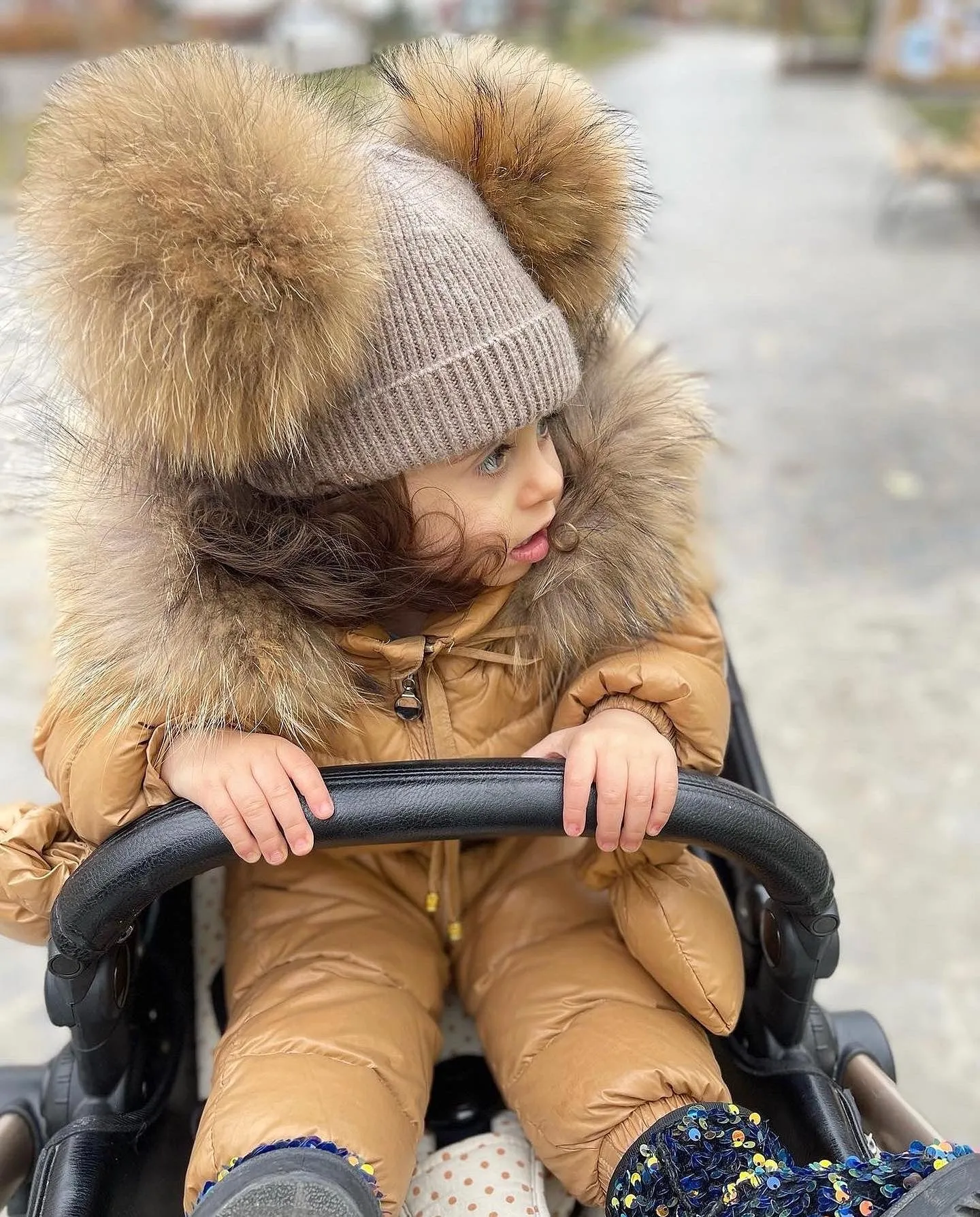 MI LOVES SIGNATURE Luxurious Racoon fur trim Snowsuit