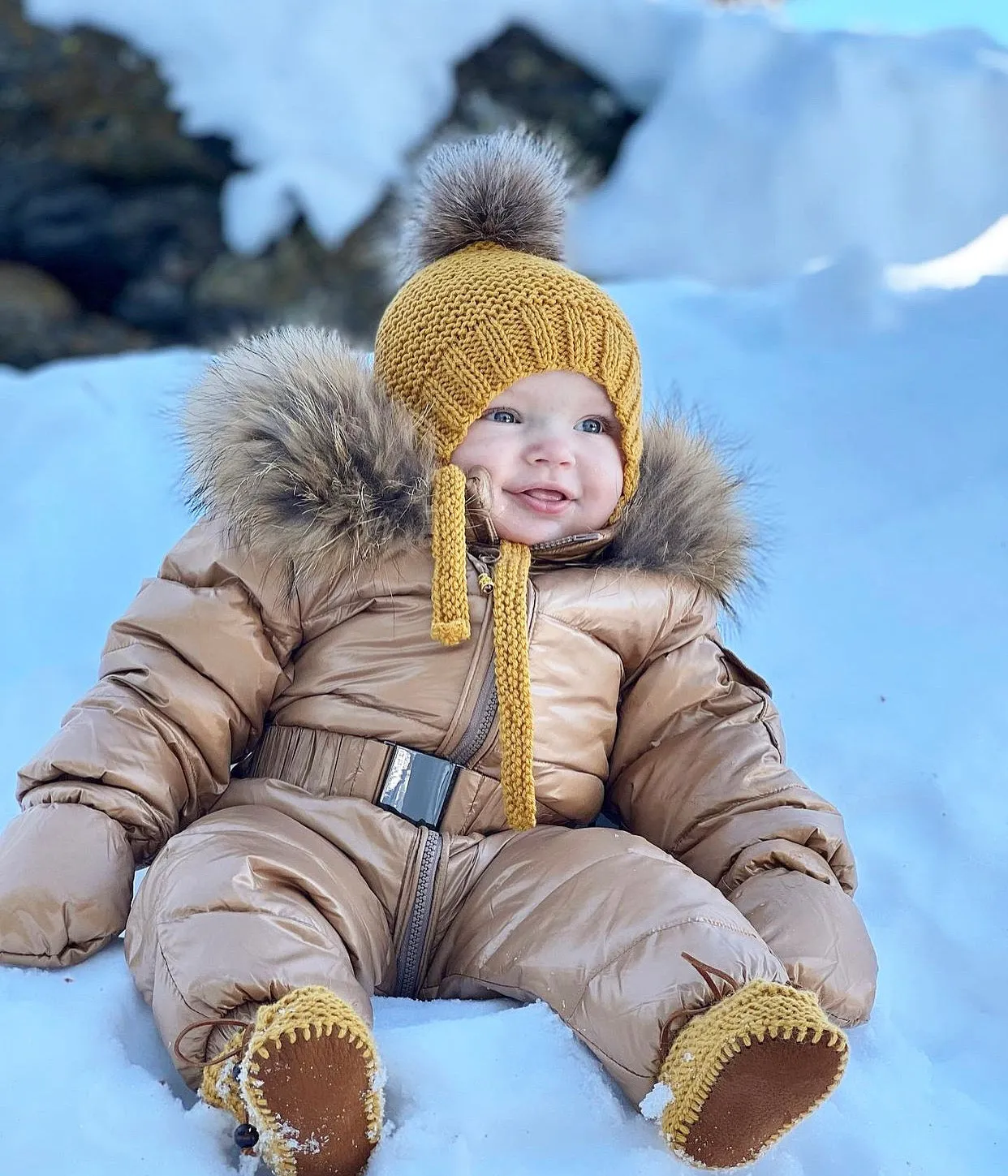 MI LOVES SIGNATURE Luxurious Racoon fur trim Snowsuit
