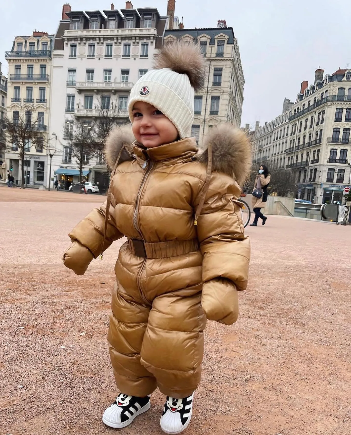 MI LOVES SIGNATURE Luxurious Racoon fur trim Snowsuit