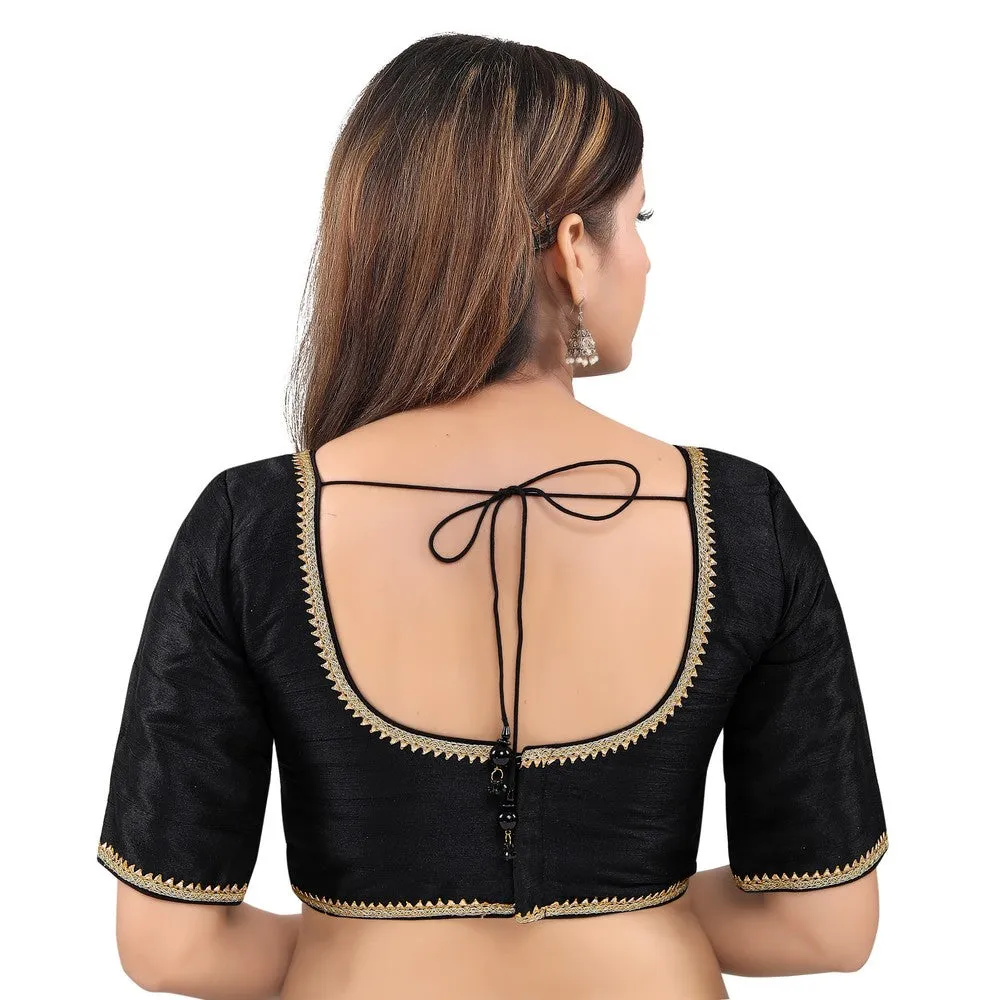 Mulbury Silk Padded Back Open Elbow Sleeves Readymade Blouse