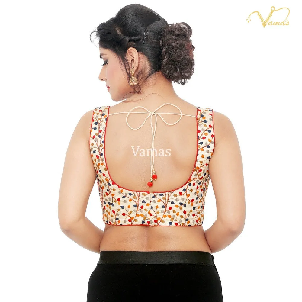 Multi Color Vamas Dupion Silk Back Open Ready Made Blouse