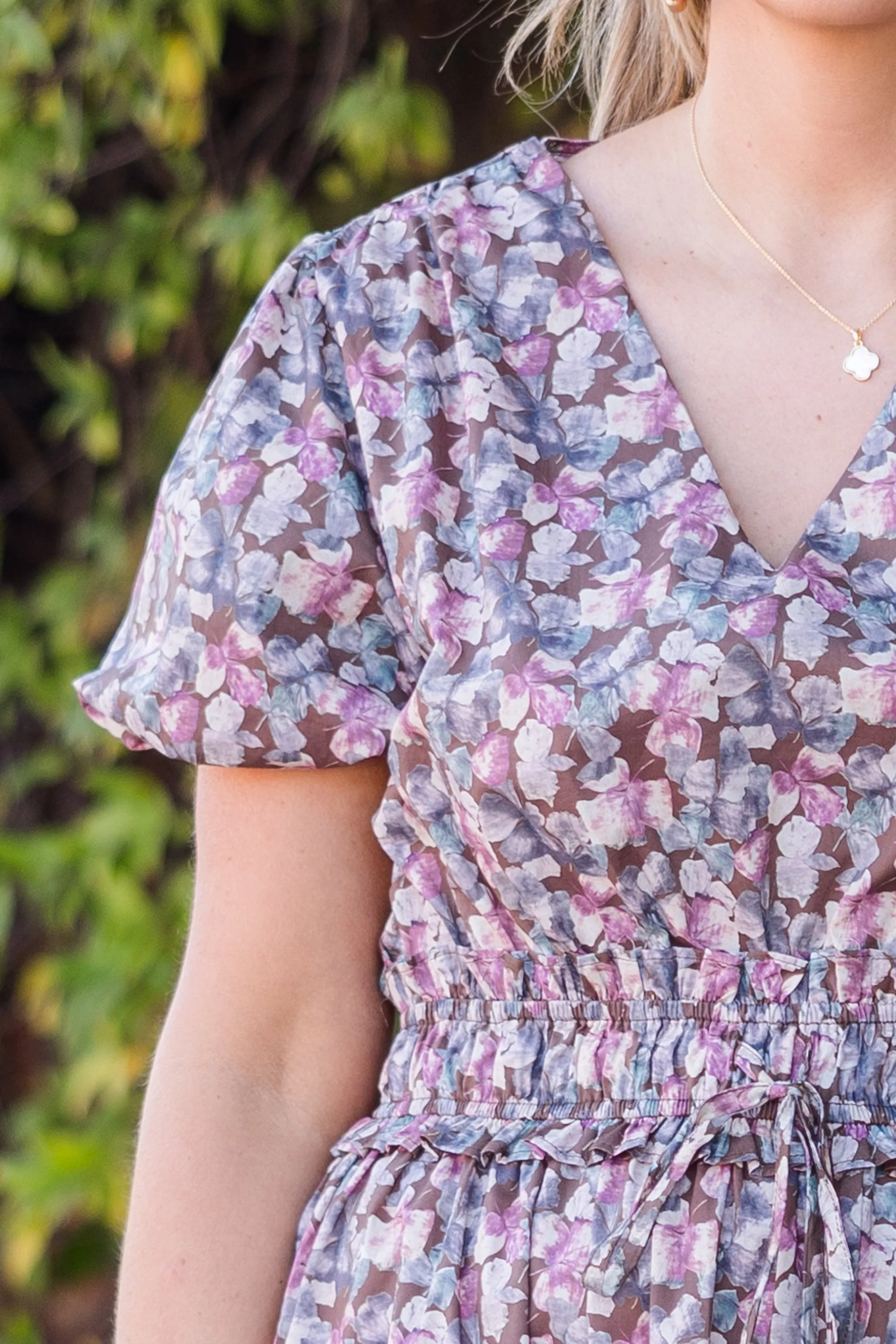 Muted Garden Midi Dress, Purple