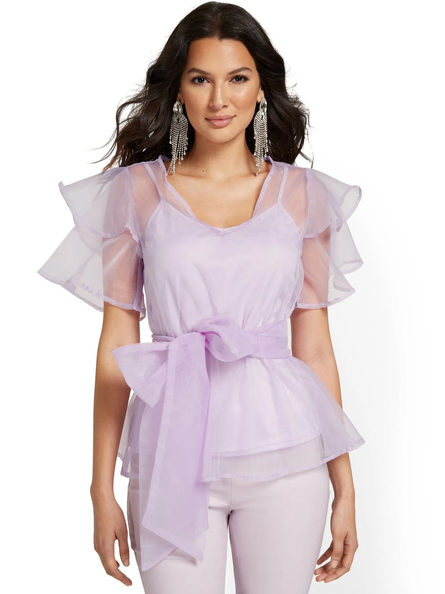 Organza Ruffle Blouse