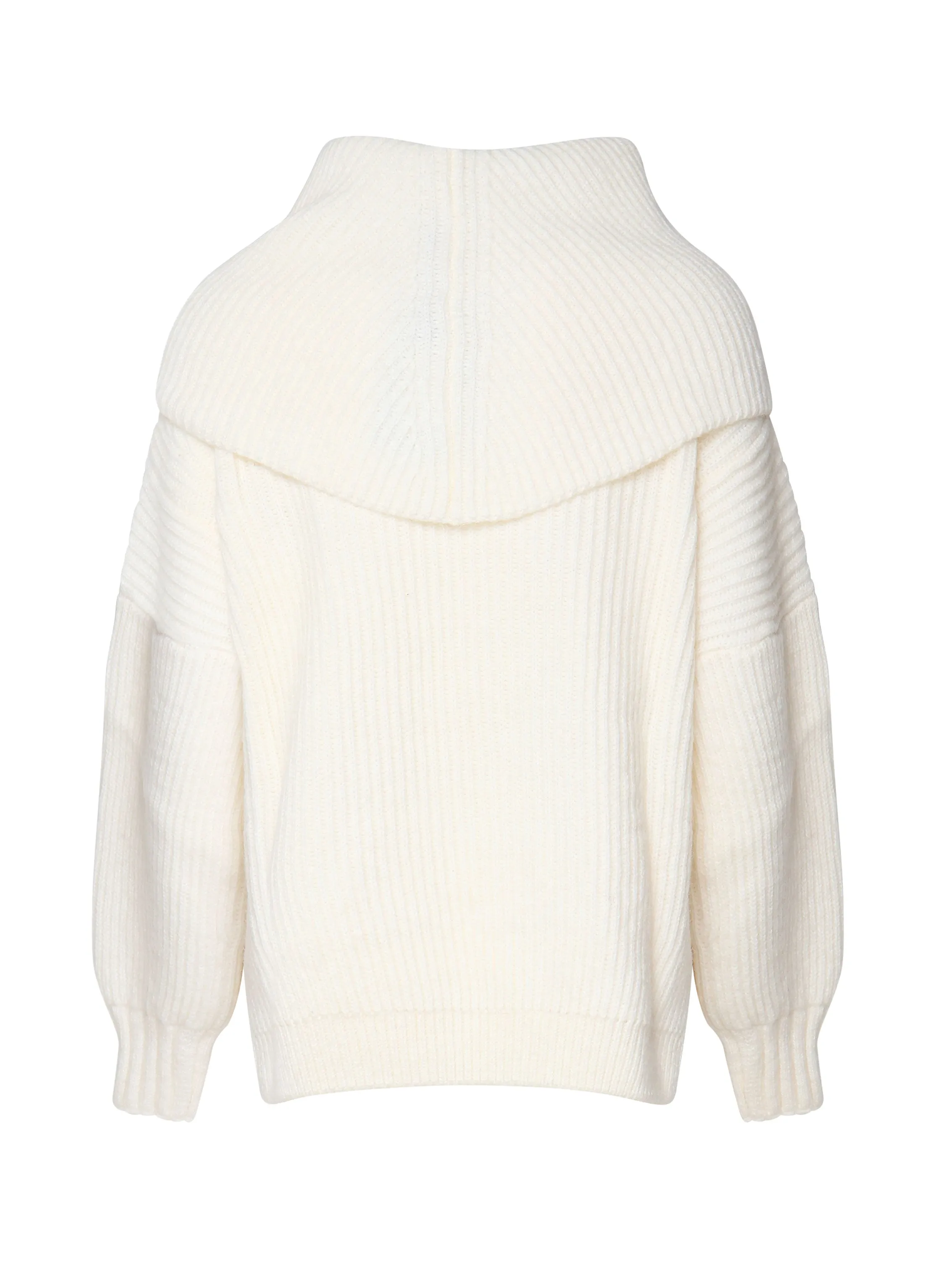 Oversized White Ribbed Sweater