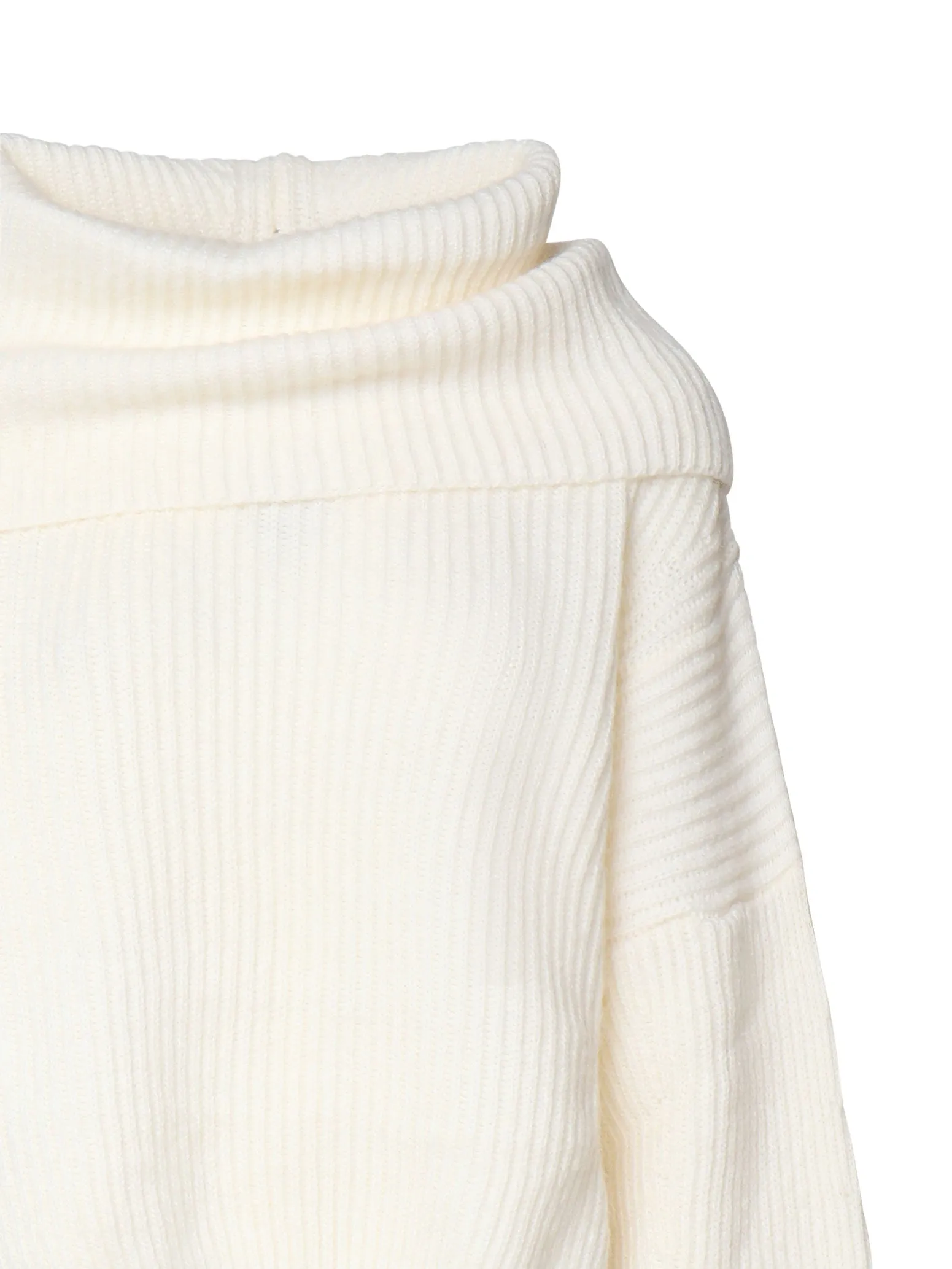 Oversized White Ribbed Sweater