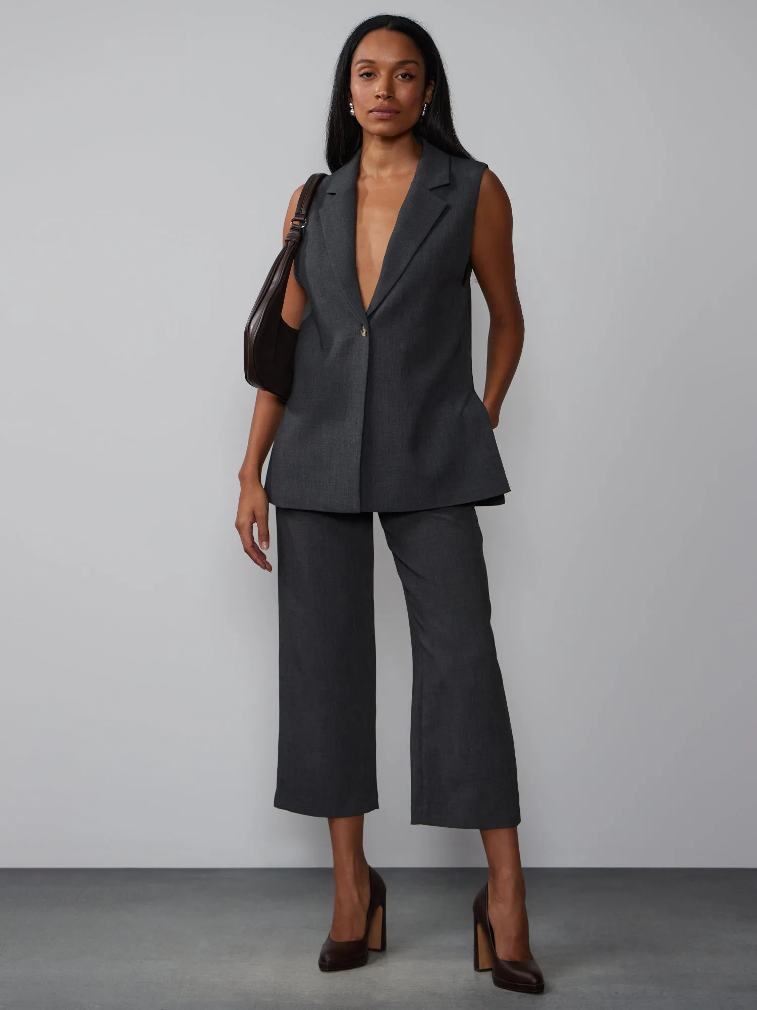 Pleated Straight Cropped Pant