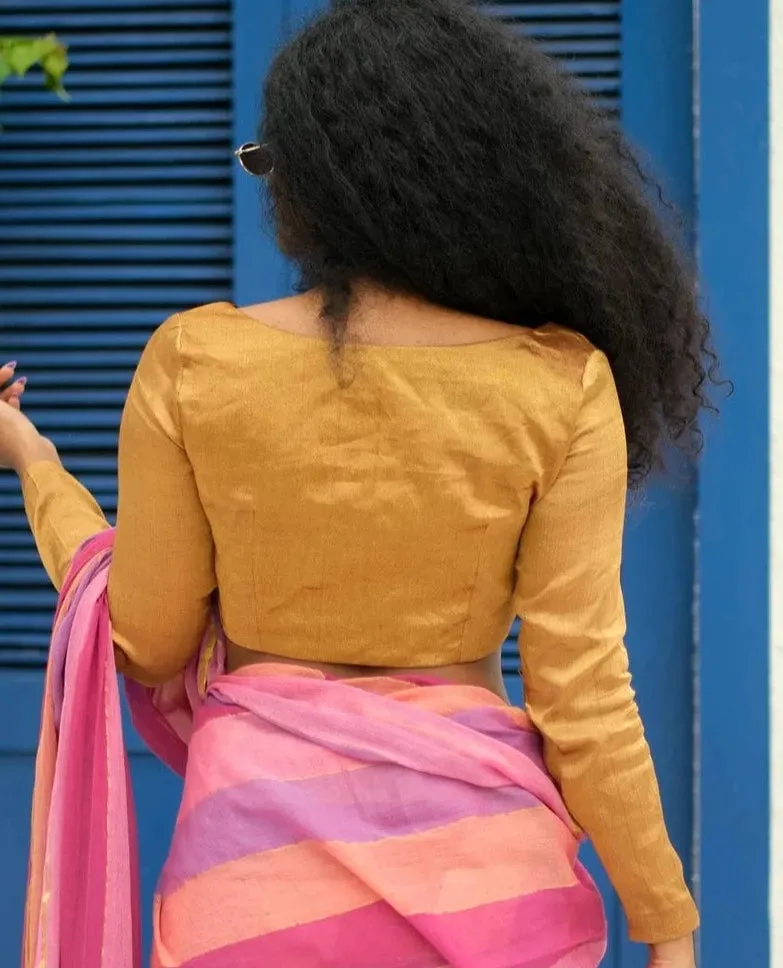 Readymade Beautiful Golden Chanderi Silk Blouse