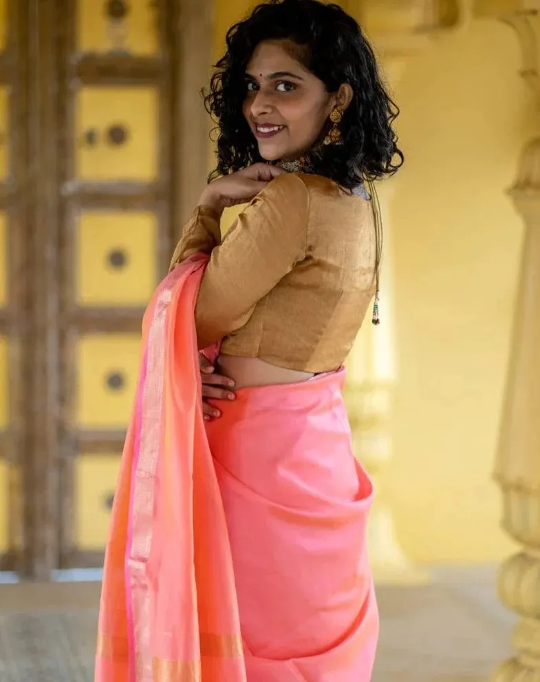 Readymade Beautiful Golden Chanderi Silk Blouse