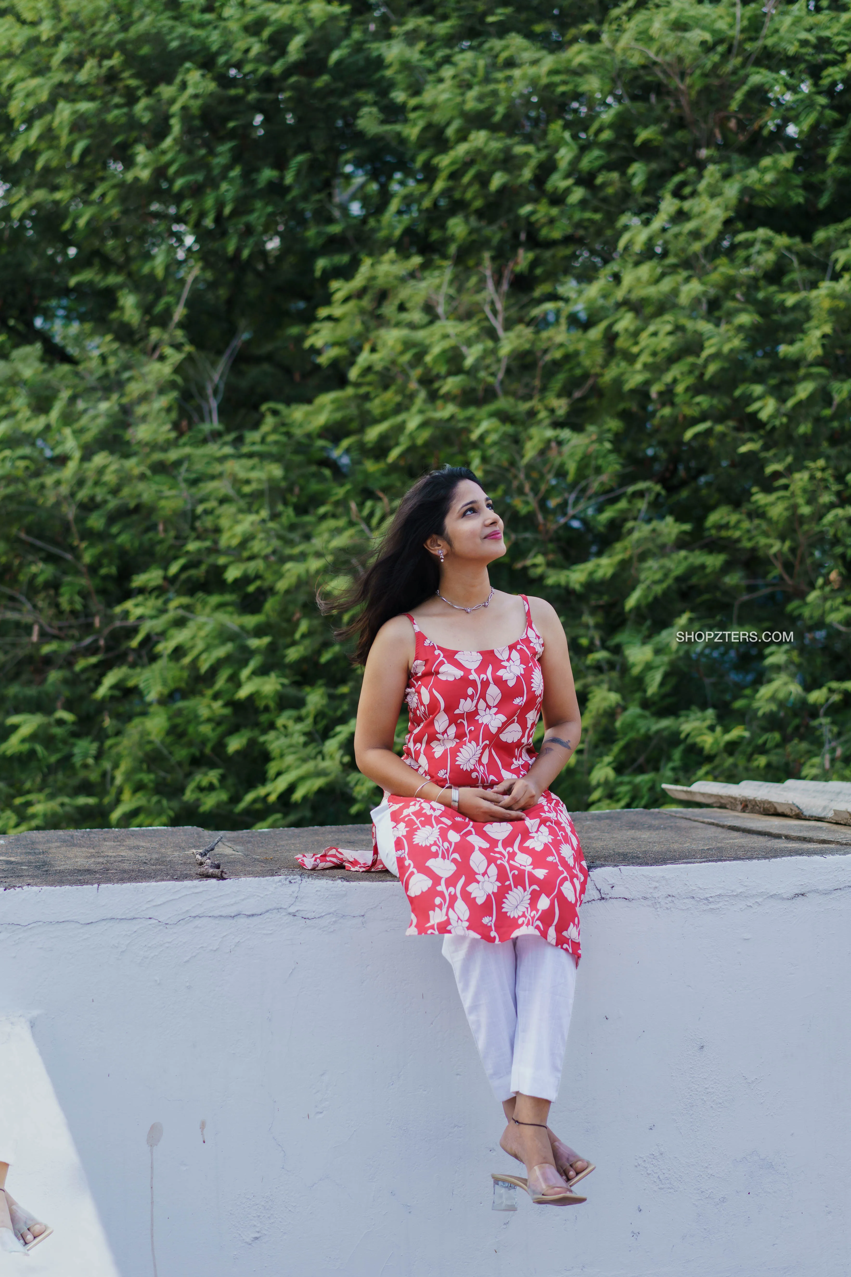 Red Floral Kurta Set