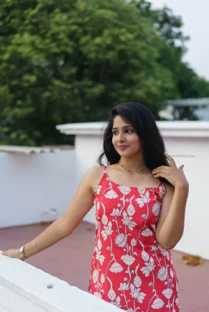 Red Floral Kurta Set
