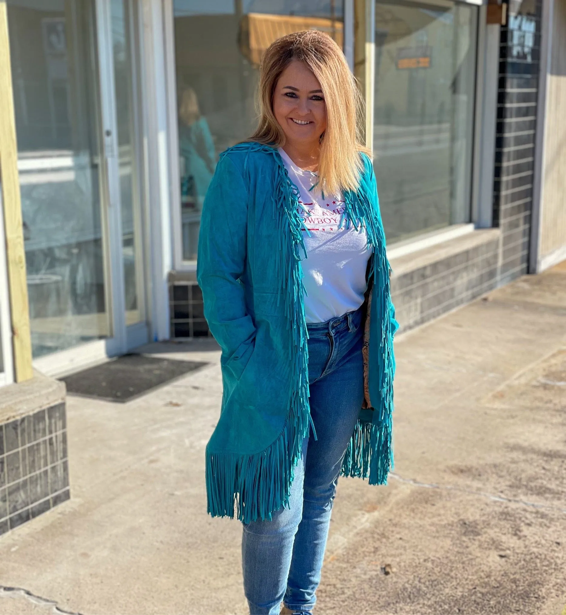 Scully Suede Long Fringe Coat