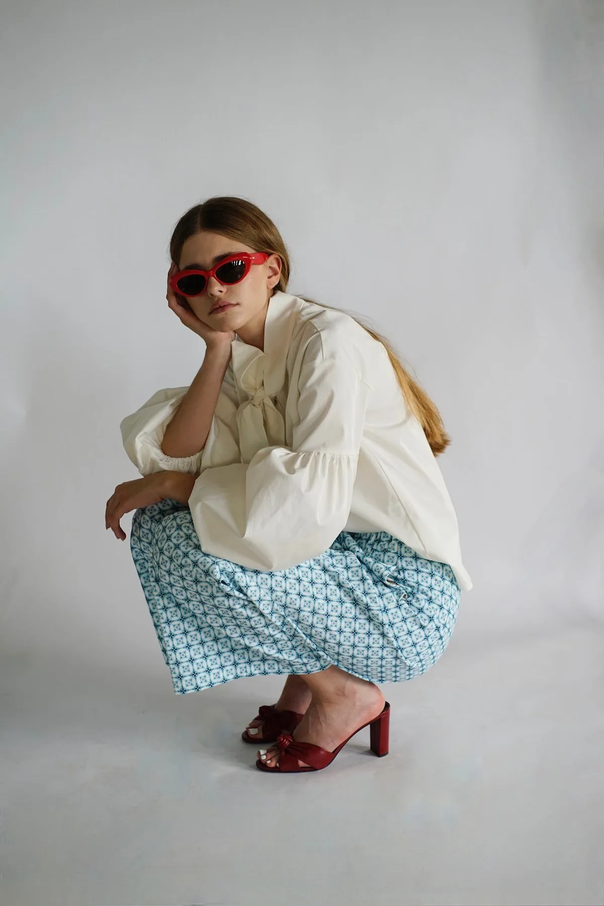 Seville bow blouse. White