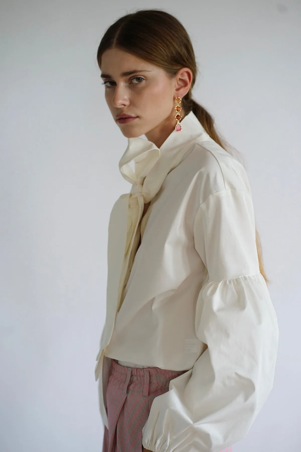 Seville bow blouse. White