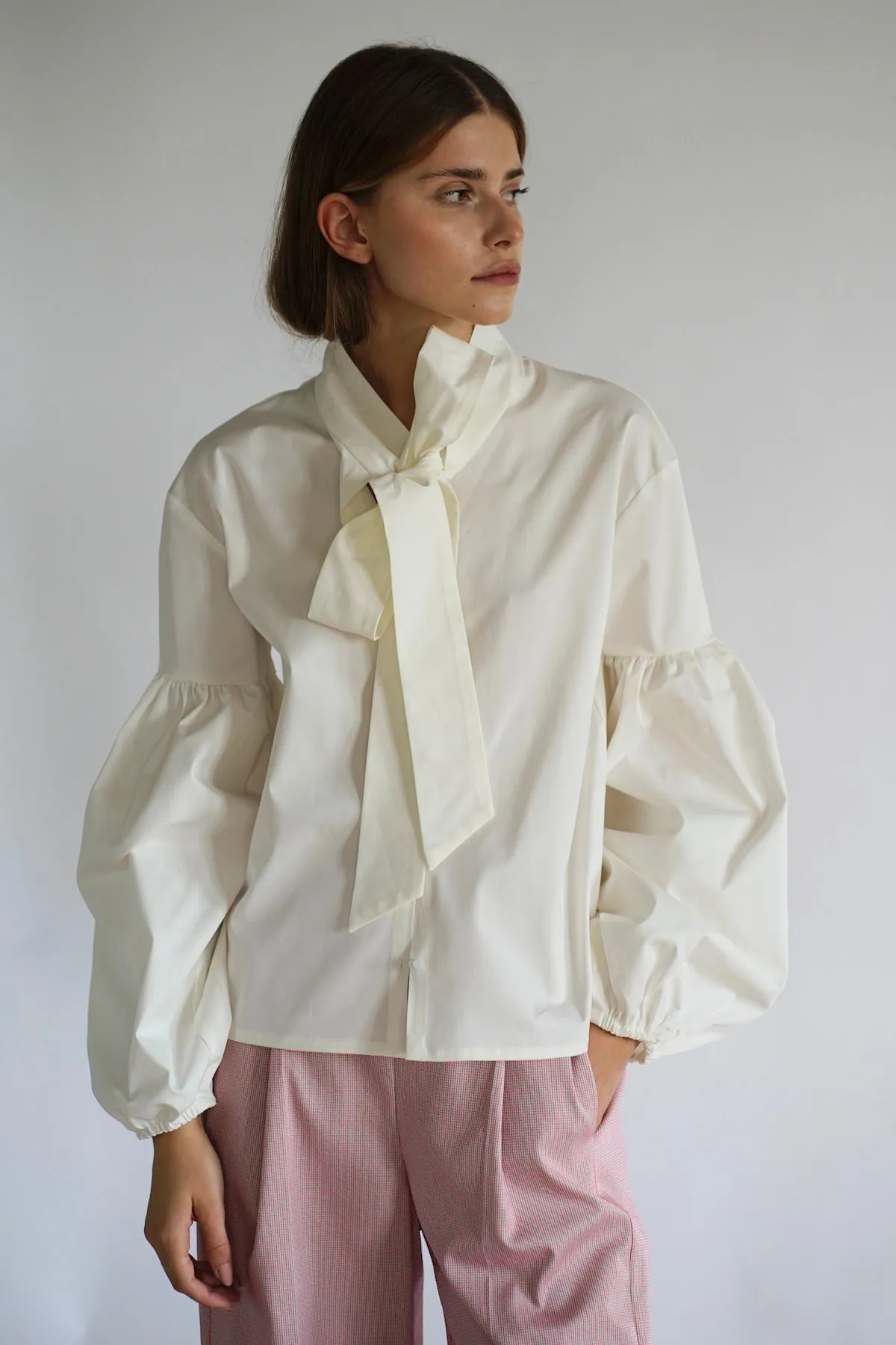 Seville bow blouse. White
