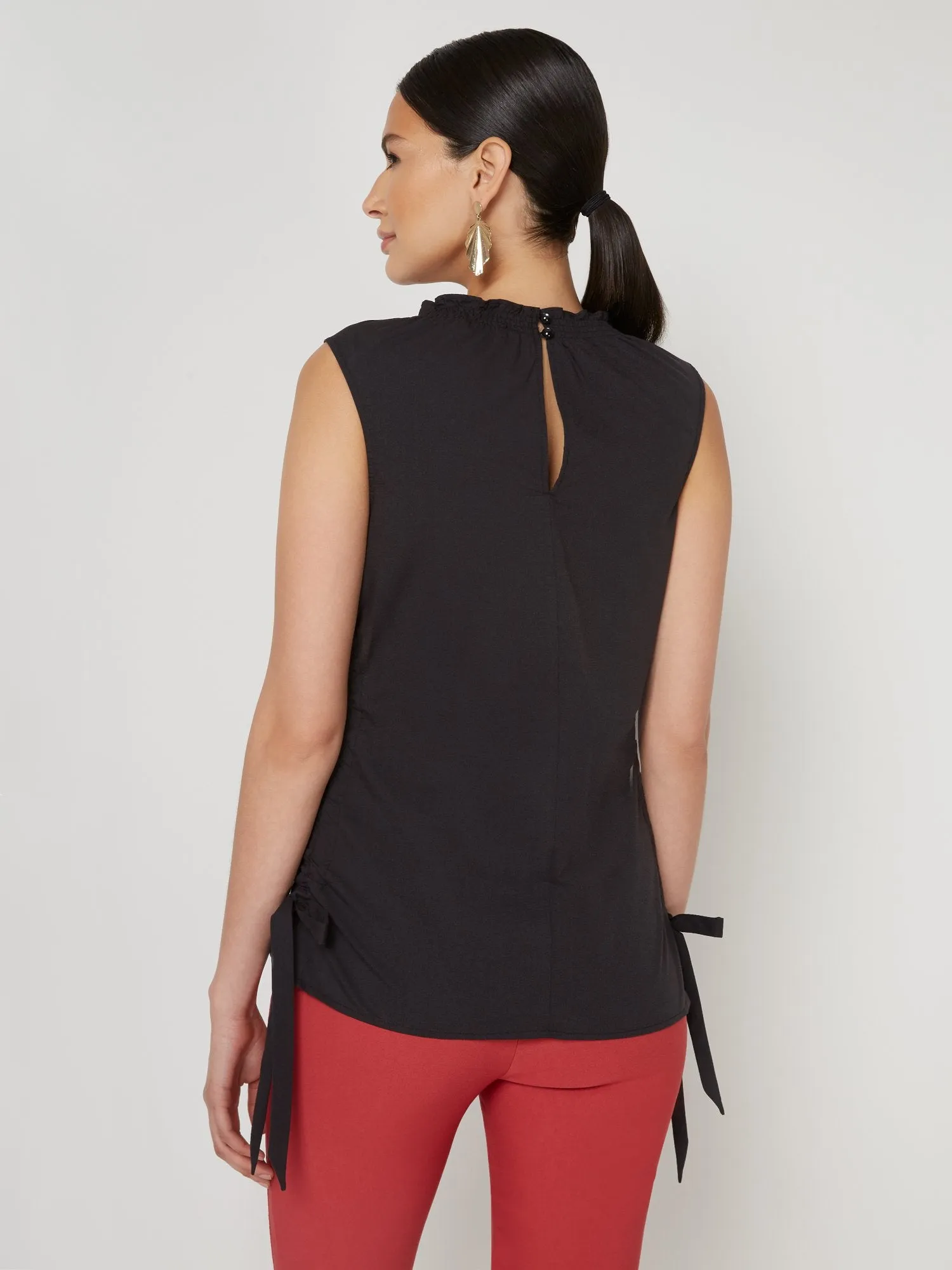Side-Lace Poplin Top - 7th Avenue