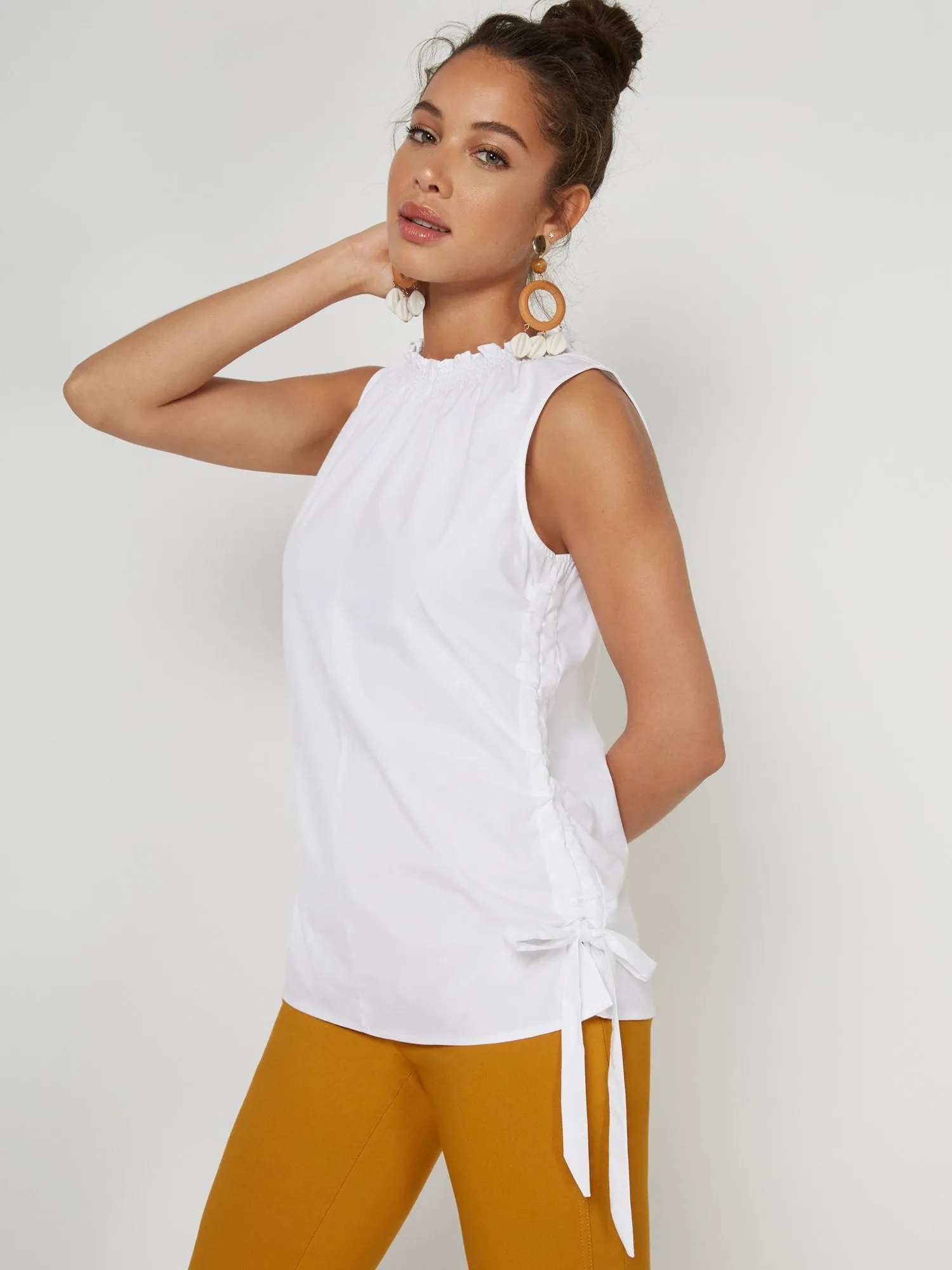 Side-Lace Poplin Top - 7th Avenue