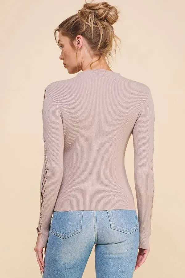 Soft Fitted Lace Up Long Sleeve